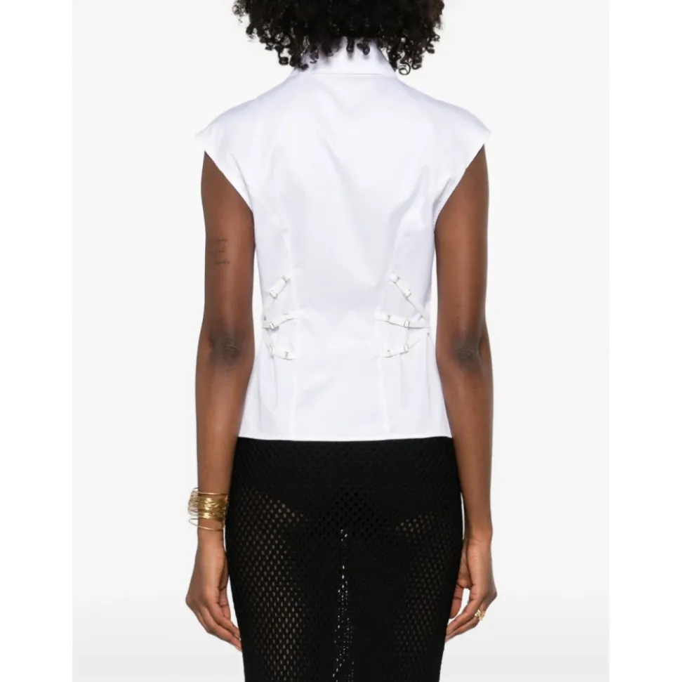 Camicia in Popeline di Cotone con Bretelle Elastiche