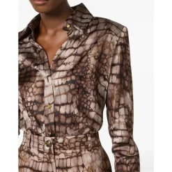 Camicia in Satin con Stampa Alligatore