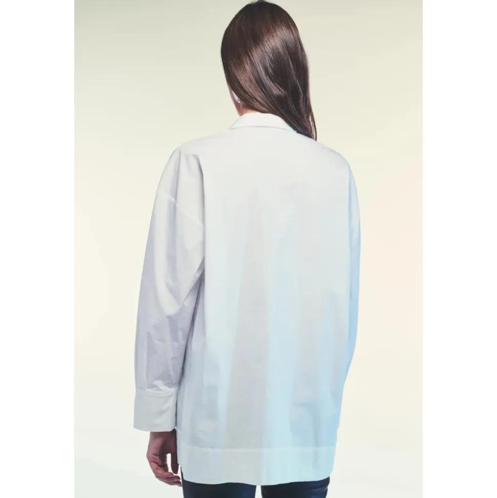 Camicia Oversize in Cotone con Scollo a V