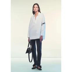Camicia Oversize in Cotone con Scollo a V