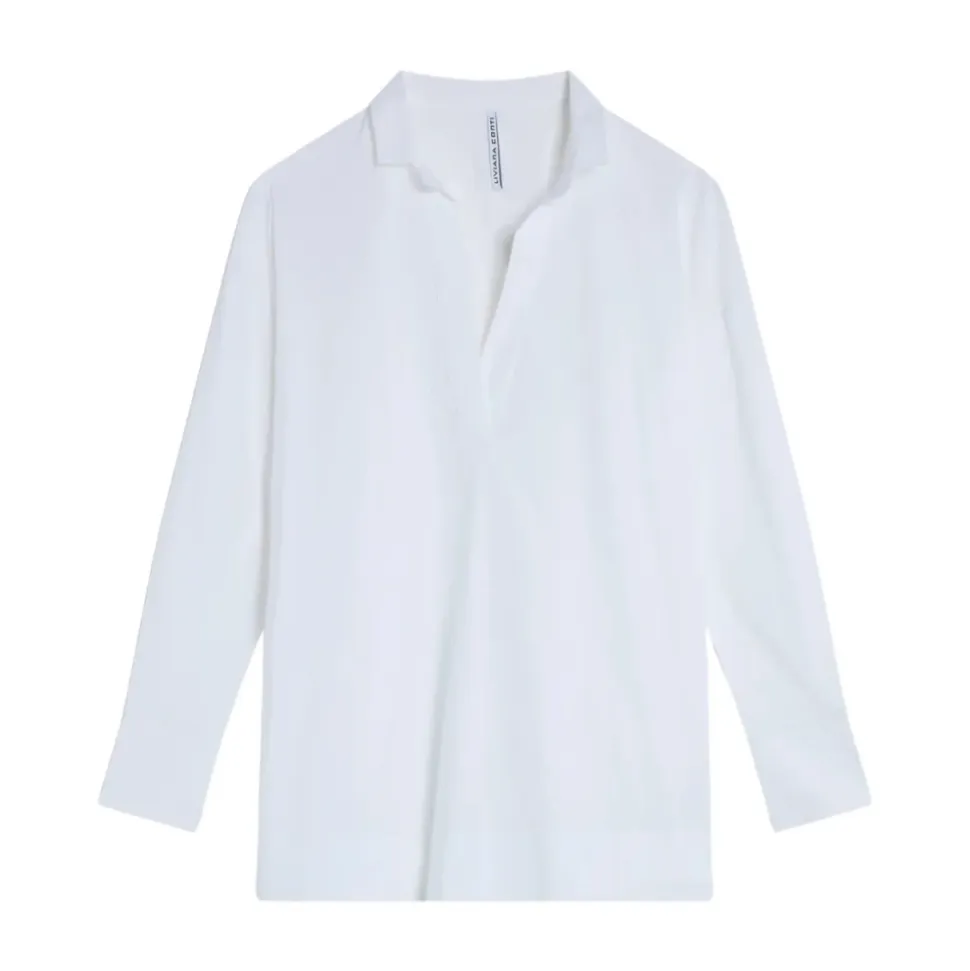 Camicia Oversize in Cotone con Scollo a V