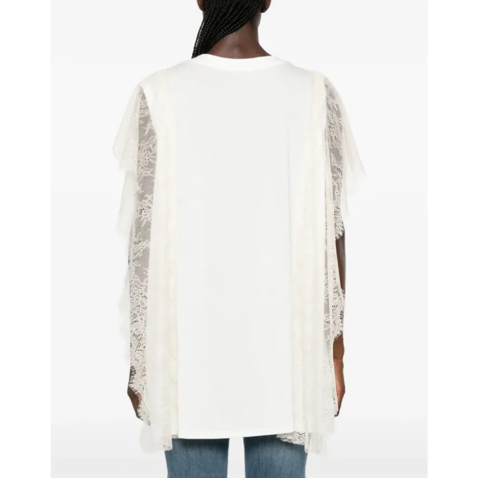 Camicia Panna Logo Paillettes