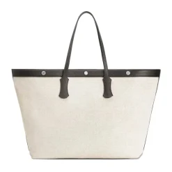 Canvas and Leather Trim Tote Bag
