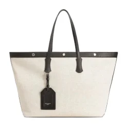 Canvas and Leather Trim Tote Bag