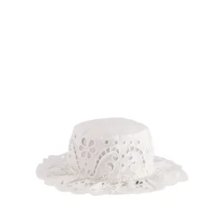 Cappello estivo in cotone bianco ricamato