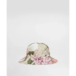 Cappello in popeline con stampa ortensia