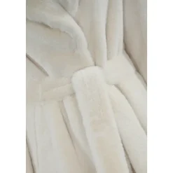 Cappotto Bianco in Pelliccia Sintetica Scollo a V