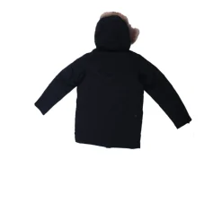 Cappotto Blu con Cappuccio e Bordo in Pelliccia