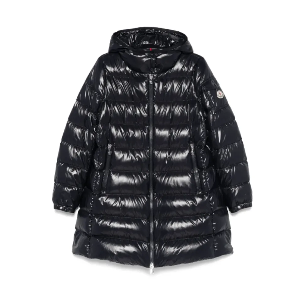Cappotto Blu Navy con Cappuccio e Logo