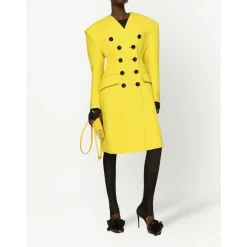 Cappotto Giallo in Lana a Doppio Petto