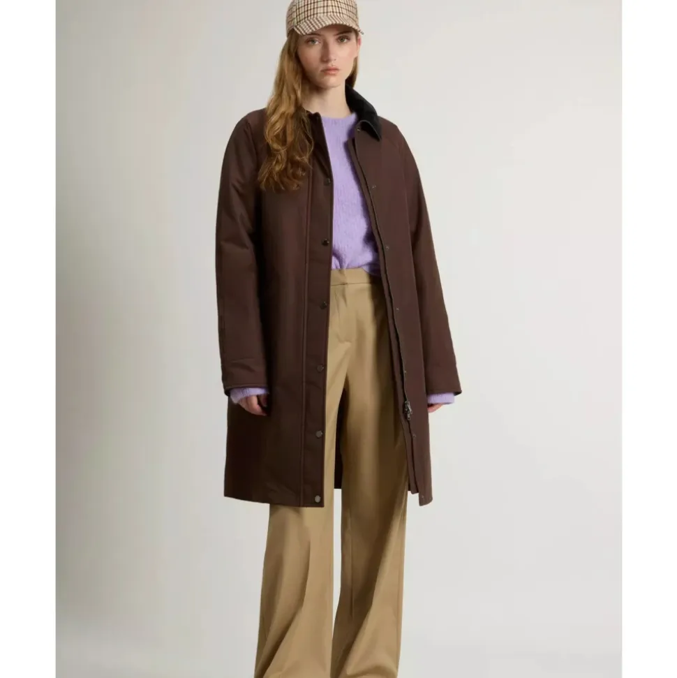 Cappotto in tessuto Ramar con collo in velluto a coste