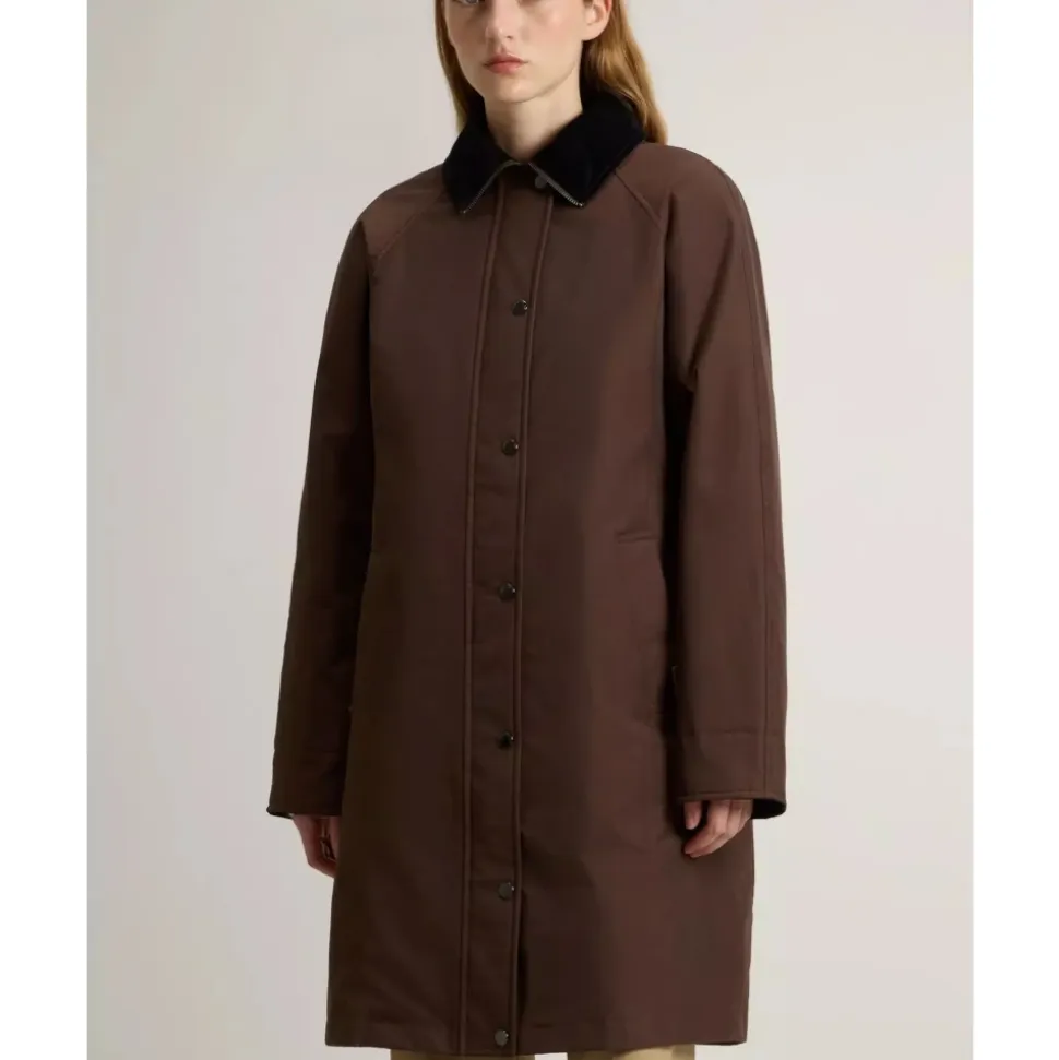 Cappotto in tessuto Ramar con collo in velluto a coste