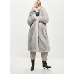 Cappotto Lussuoso in Finta Pelliccia Natalie - Grigio