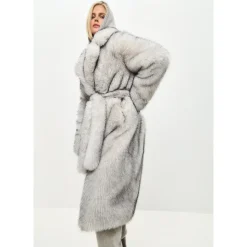 Cappotto Lussuoso in Finta Pelliccia Natalie - Grigio
