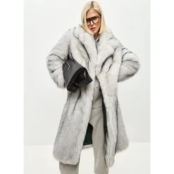 Cappotto Lussuoso in Finta Pelliccia Natalie - Grigio
