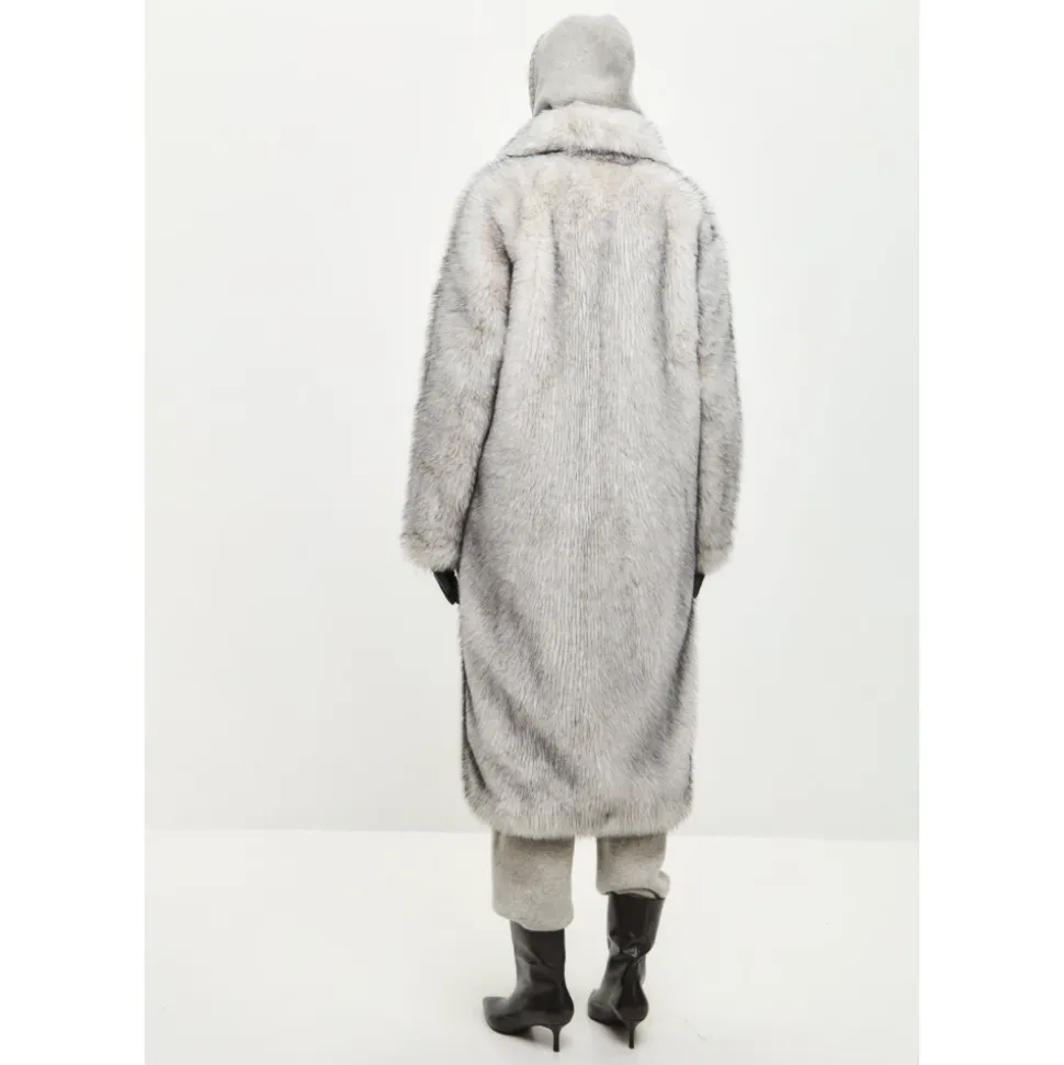 Cappotto Lussuoso in Finta Pelliccia Natalie - Grigio