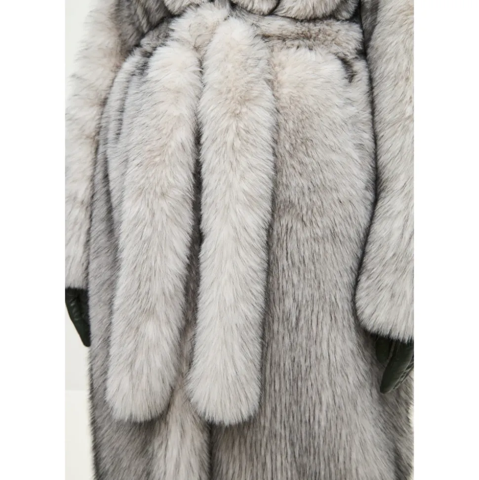 Cappotto Lussuoso in Finta Pelliccia Natalie - Grigio