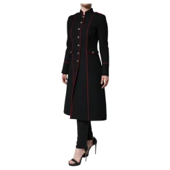 Cappotto Trench in Lana e Seta Nero