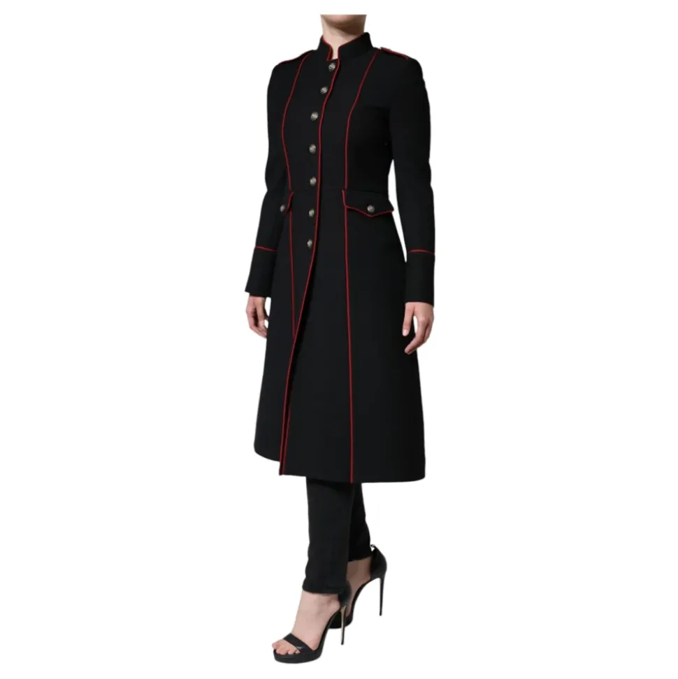 Cappotto Trench in Lana e Seta Nero