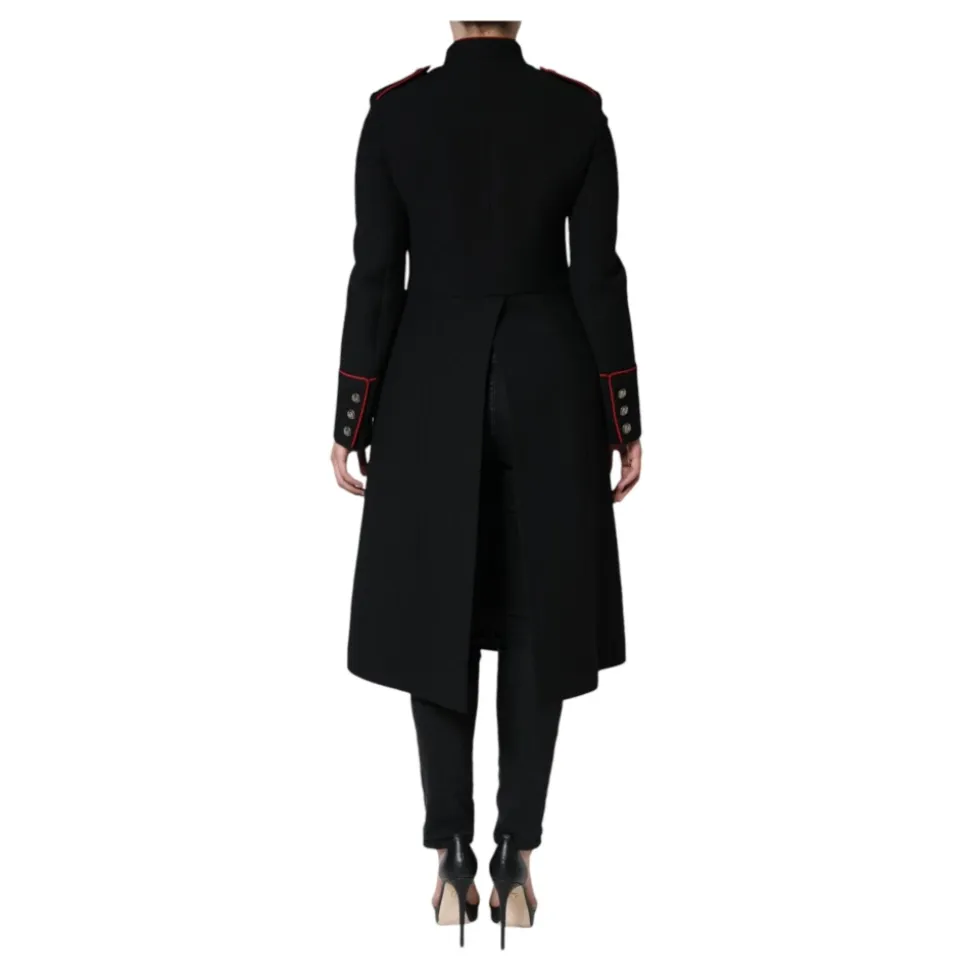 Cappotto Trench in Lana e Seta Nero