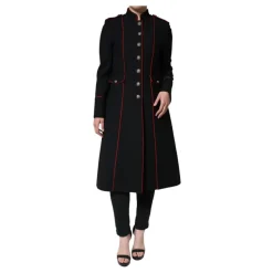 Cappotto Trench in Lana e Seta Nero