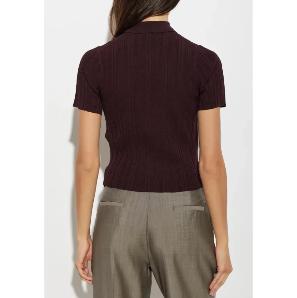 Cardigan Corto a Maniche Corte a Costine