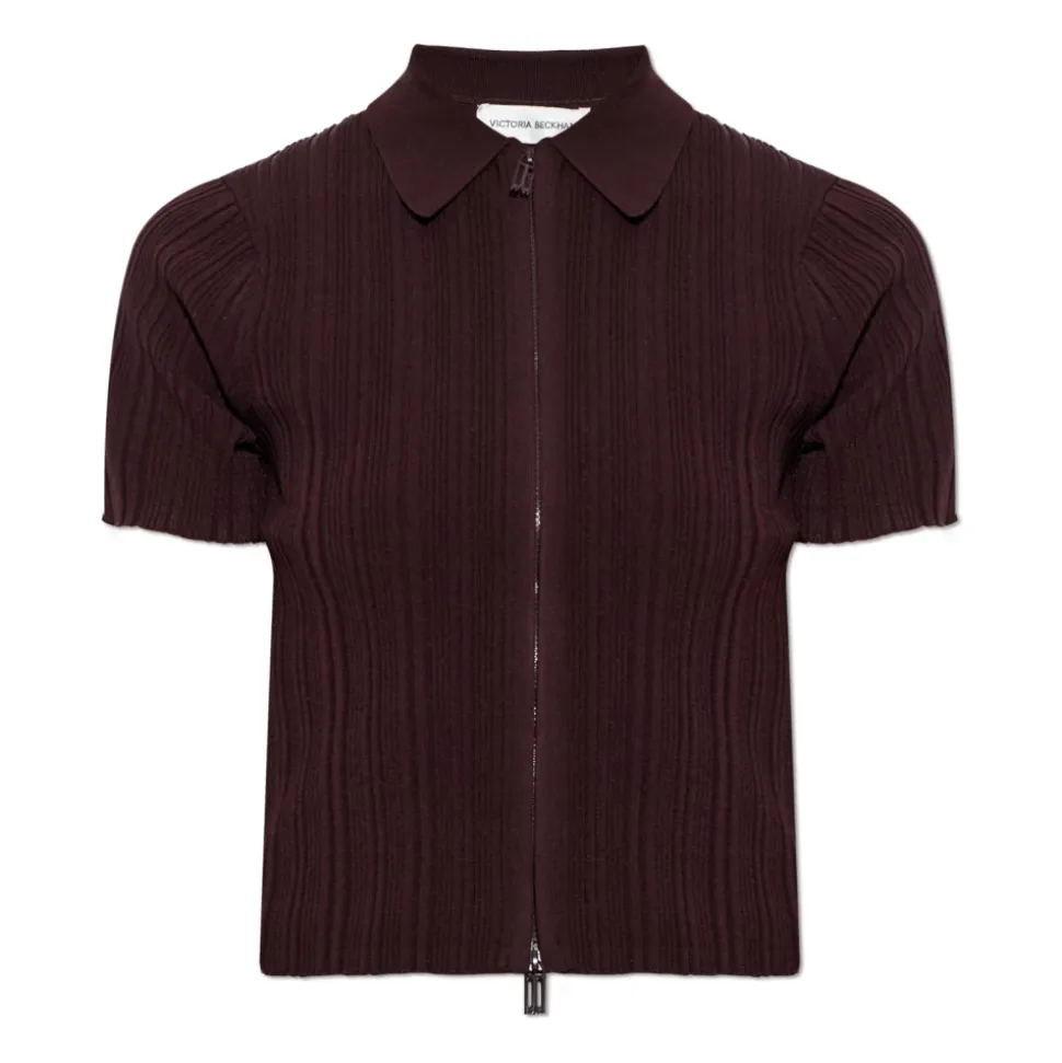 Cardigan Corto a Maniche Corte a Costine