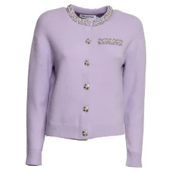 Cardigan lilla con cristalli
