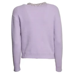 Cardigan lilla con cristalli