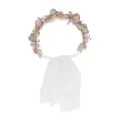 Cerchietto con corona di fiori e velo