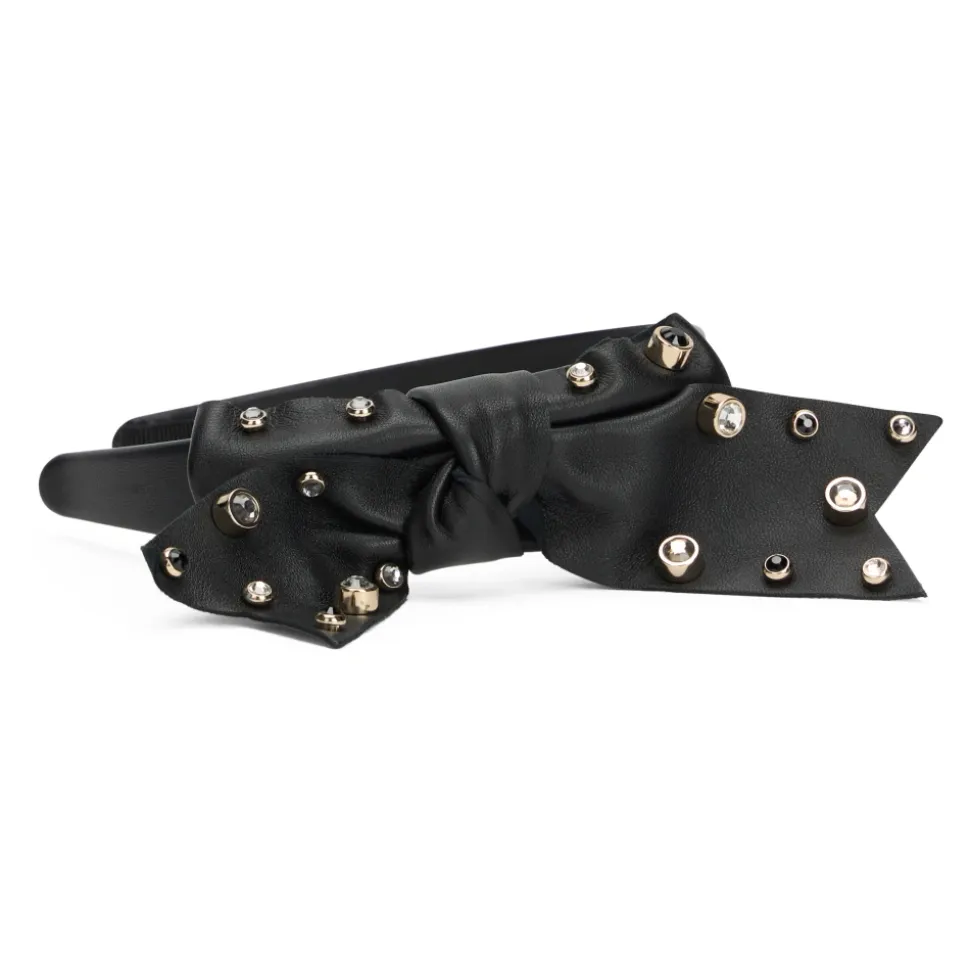 Cerchietto nero con fiocco e pietre gioiello