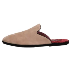 Ciabatte Piatte in Pelle Scamosciata Beige