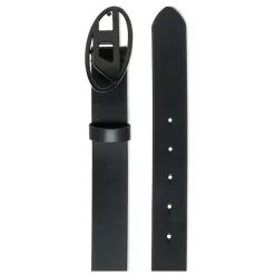Cintura in pelle con fibbia ovale con logo