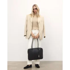 Classica borsa per laptop in pelle nera