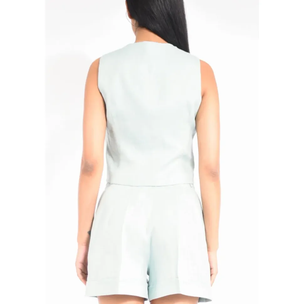 Cropped Linen Vest