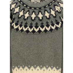 Crop Sweater con Motivo Nordico Grigio