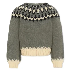 Crop Sweater con Motivo Nordico Grigio