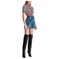Crop Top con Monogramma Jacquard