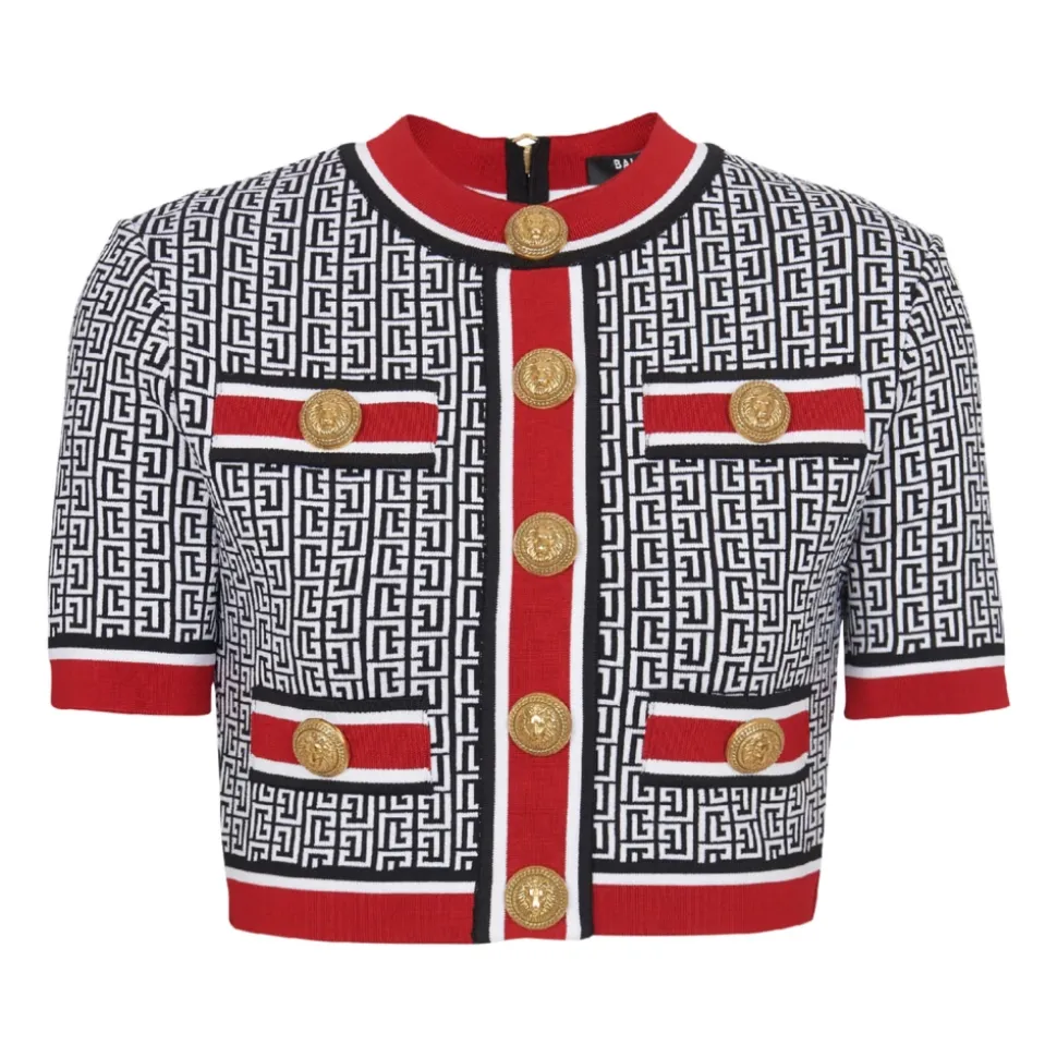 Crop Top con Monogramma Jacquard