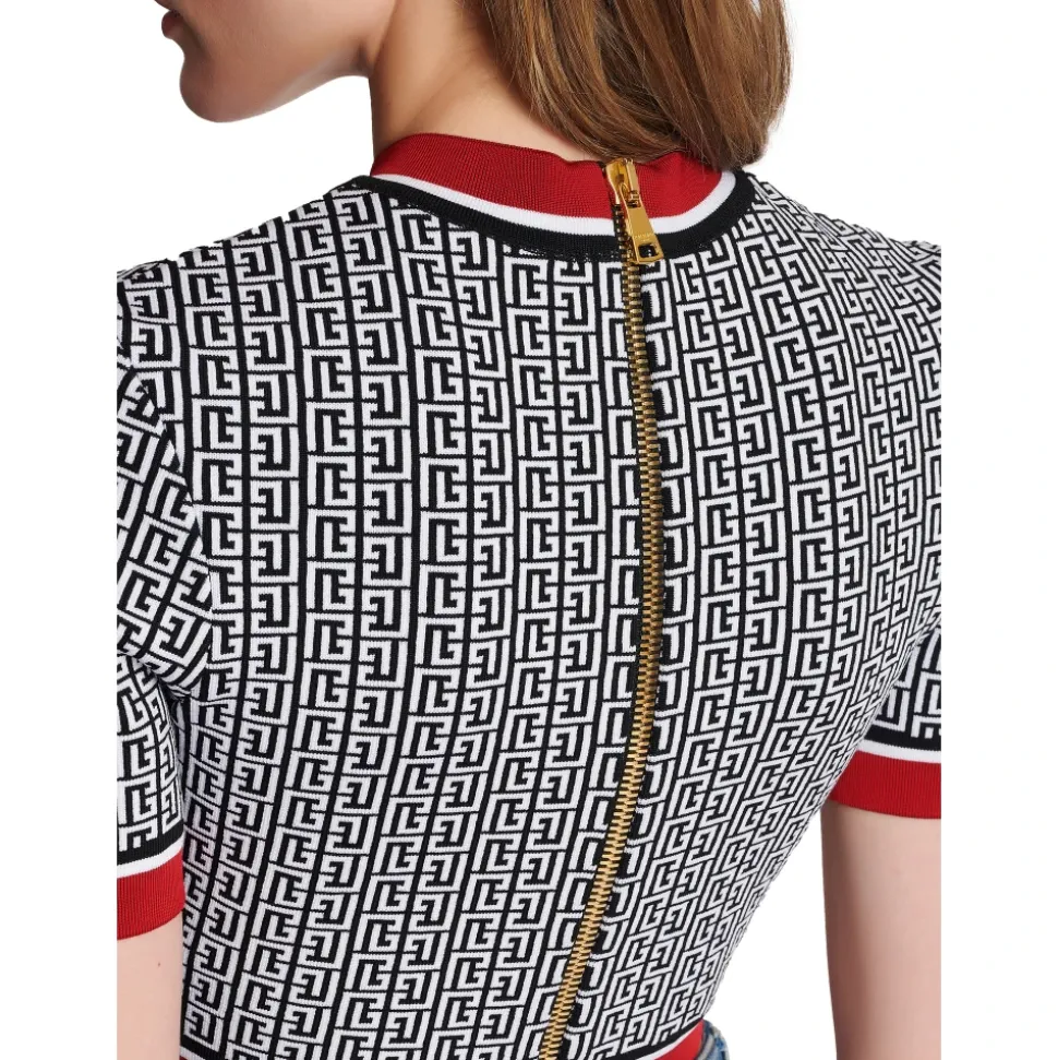Crop Top con Monogramma Jacquard