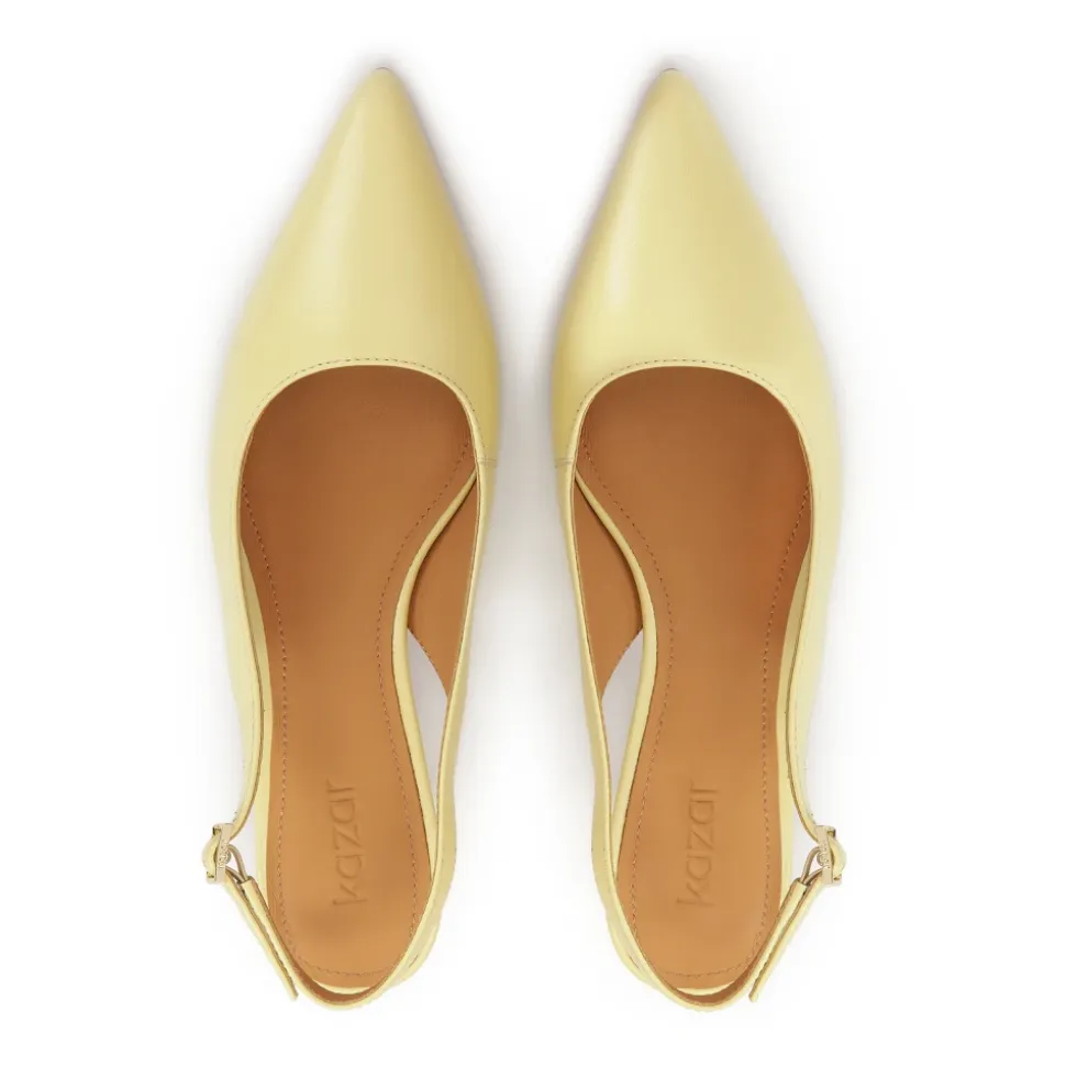 Décolleté giallo brillante a basso tacco