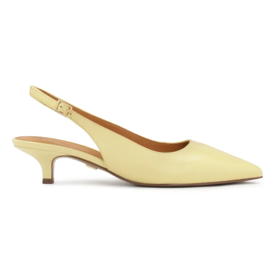Décolleté giallo brillante a basso tacco