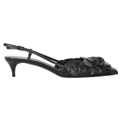 Décolleté Slingback a Punta con Applicazione Floreale
