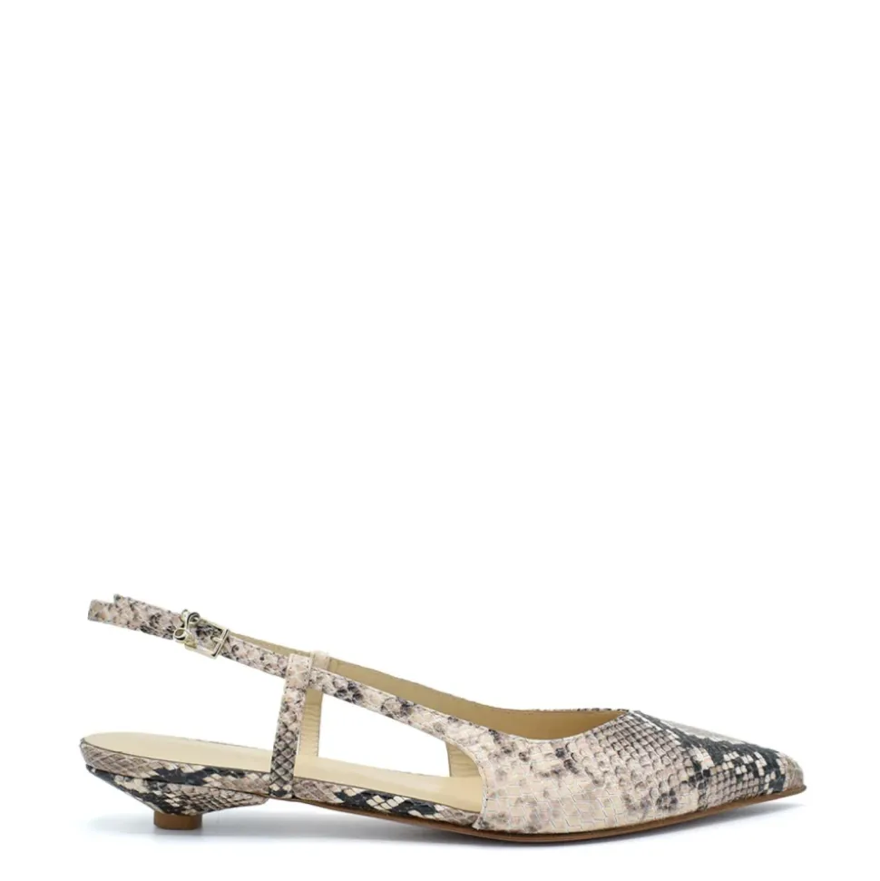Décolleté Slingback in Pelle con Stampa Pitone