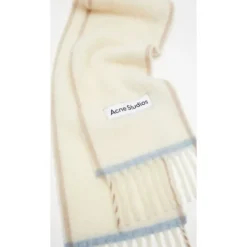Echarpe etroite laine mohair bords frangés