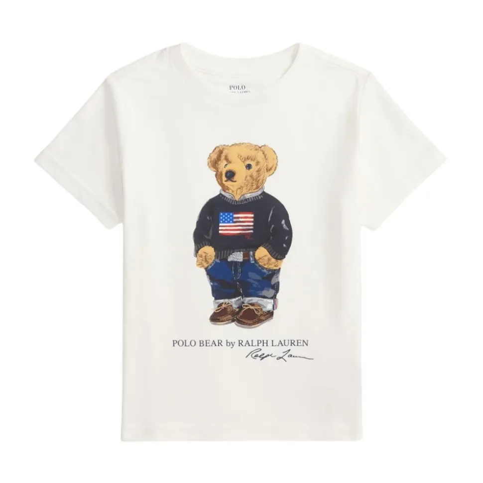 Elegante maglietta bianca con orso