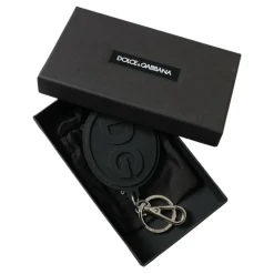 Elegante Portachiavi Nero Argento Logo