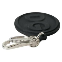 Elegante Portachiavi Nero Argento Logo
