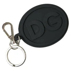 Elegante Portachiavi Nero Argento Logo