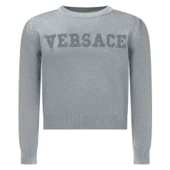Embroidered Logo Metallic Sweater